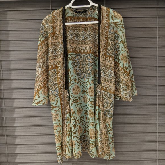 Zara Tops - Zara Basic Mint Green  Bead Duster Medium